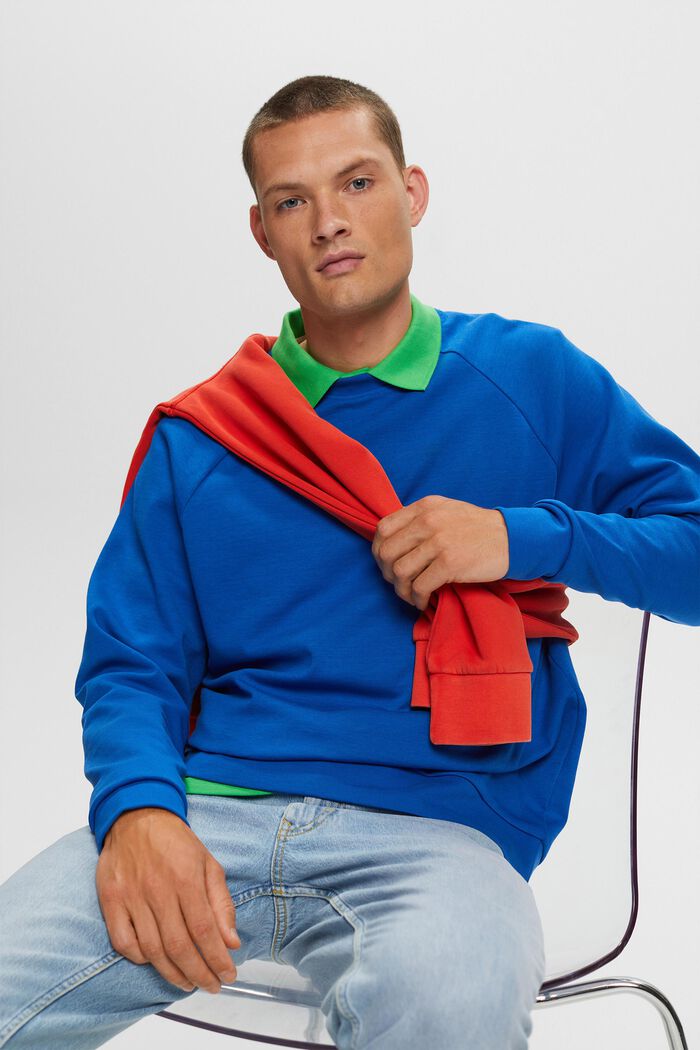 Basic sweatshirt, katoenmix, BRIGHT BLUE, detail image number 4