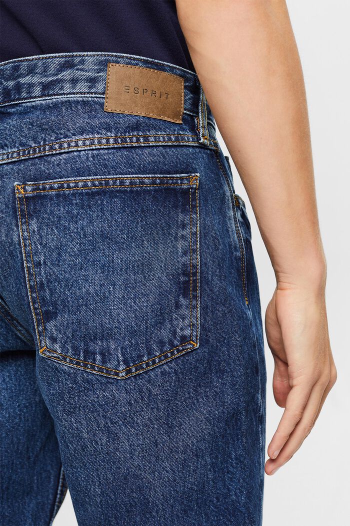 Jeans met middelhoge taille en rechte pijpen, BLUE DARK WASHED, detail image number 3