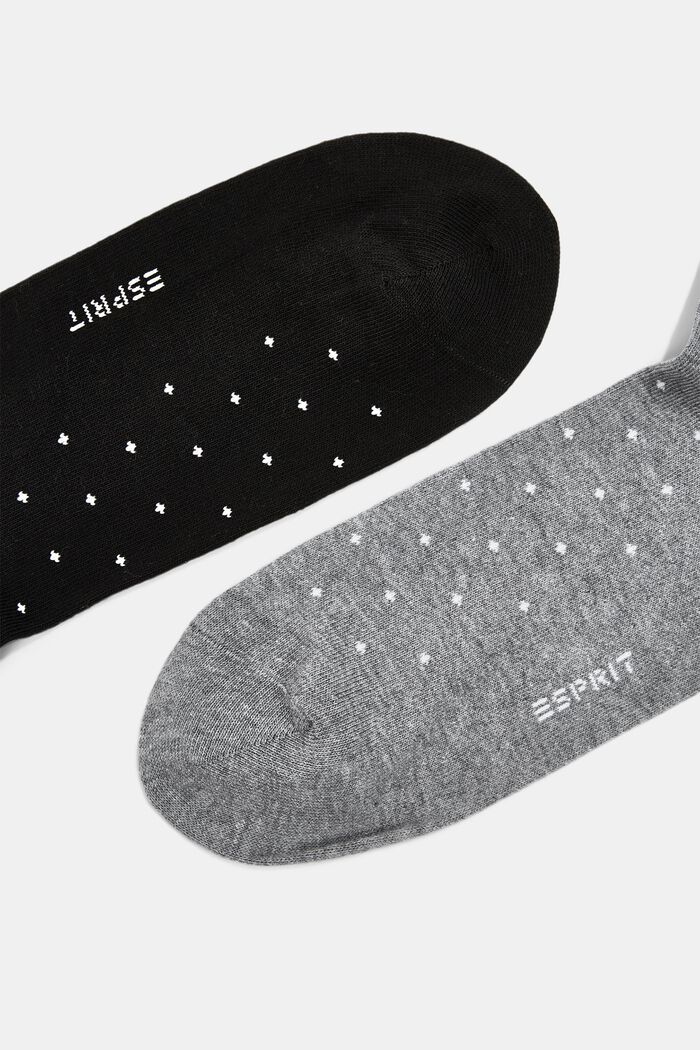 Set van 2 paar sokken met stippenmotief, organic cotton, BLACK/GREY, detail image number 1