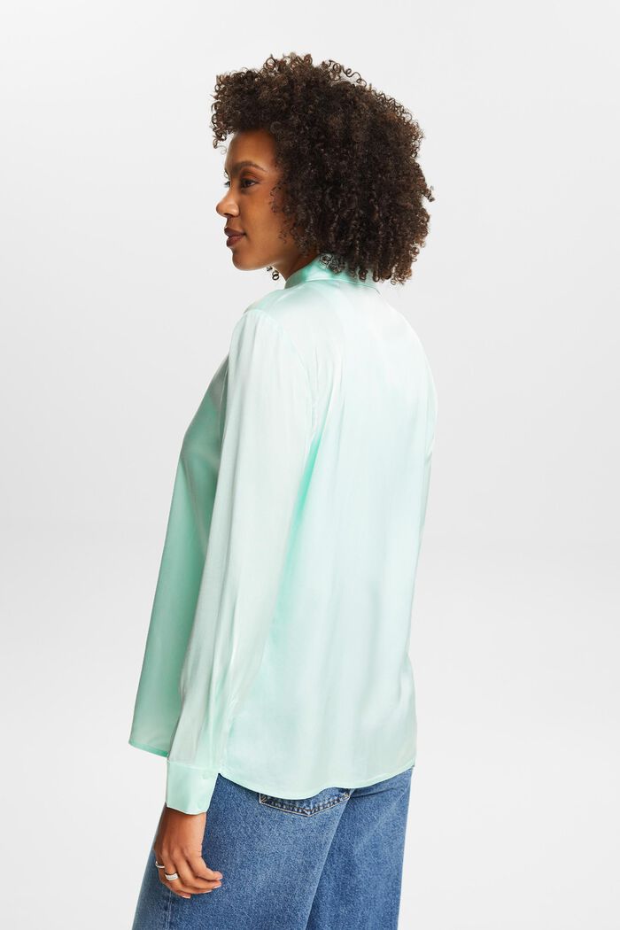 Satijnen blouse met lange mouwen, LIGHT AQUA GREEN, detail image number 2