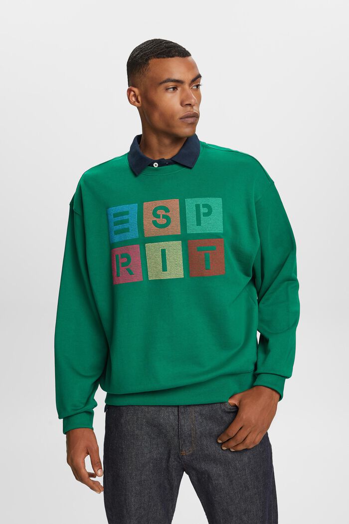 Sweatshirt met logo van organic cotton, DARK GREEN, detail image number 0
