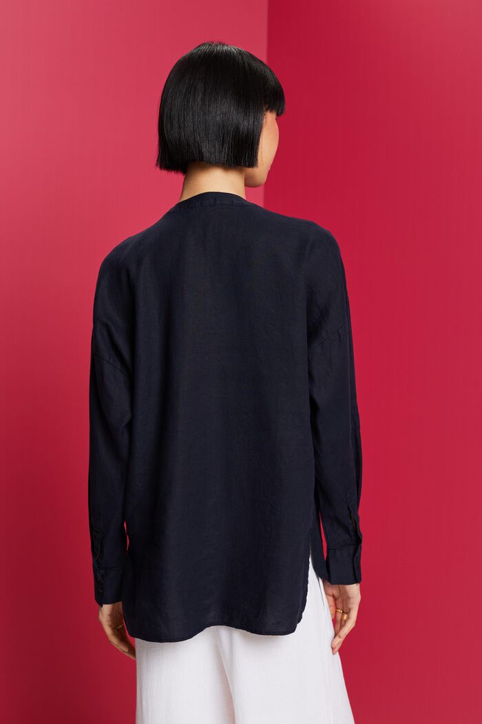 Linnen blouse, NAVY, detail image number 3