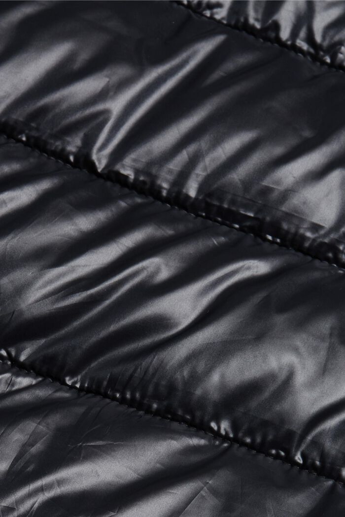 Gerecycled: gewatteerde jas met afneembare capuchon, BLACK, detail image number 4