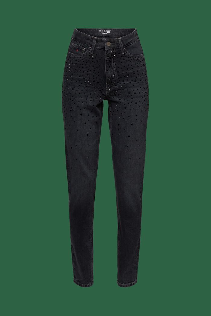 Klassieke retro-jeans met versiering, BLACK DARK WASHED, detail image number 8