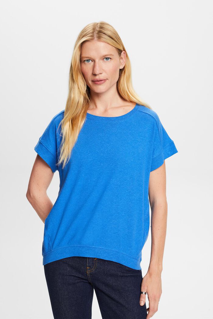 ESPRIT - T-shirt een mix van katoen en linnen at our online shop