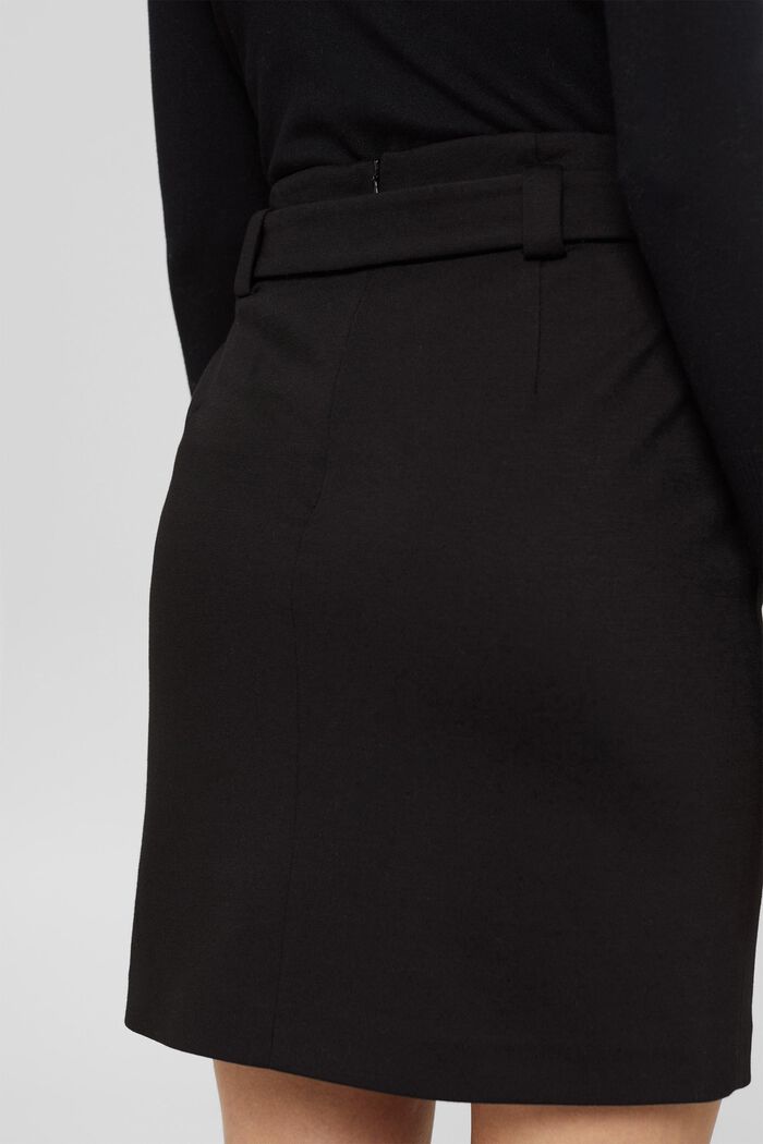 Mini-jupe à ceinture en jersey punto, BLACK, detail image number 2