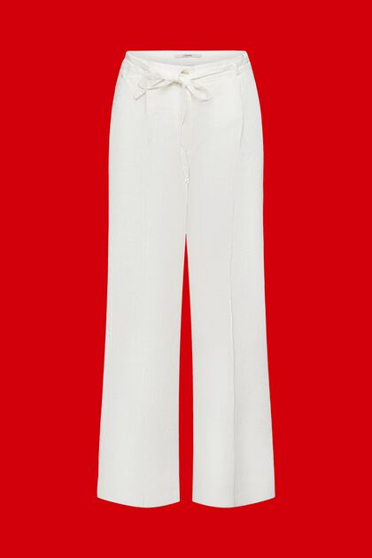 Pantalon large en lin, OFF WHITE, overview