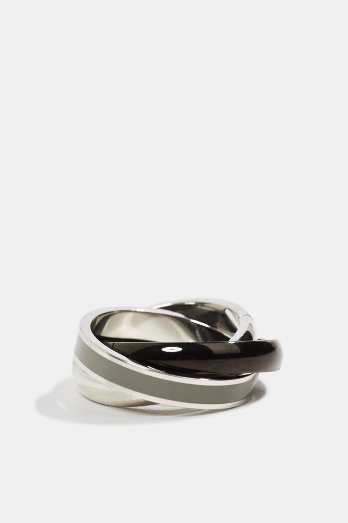 Driedelige ring van edelstaal, DARK GREY, detail image number 0