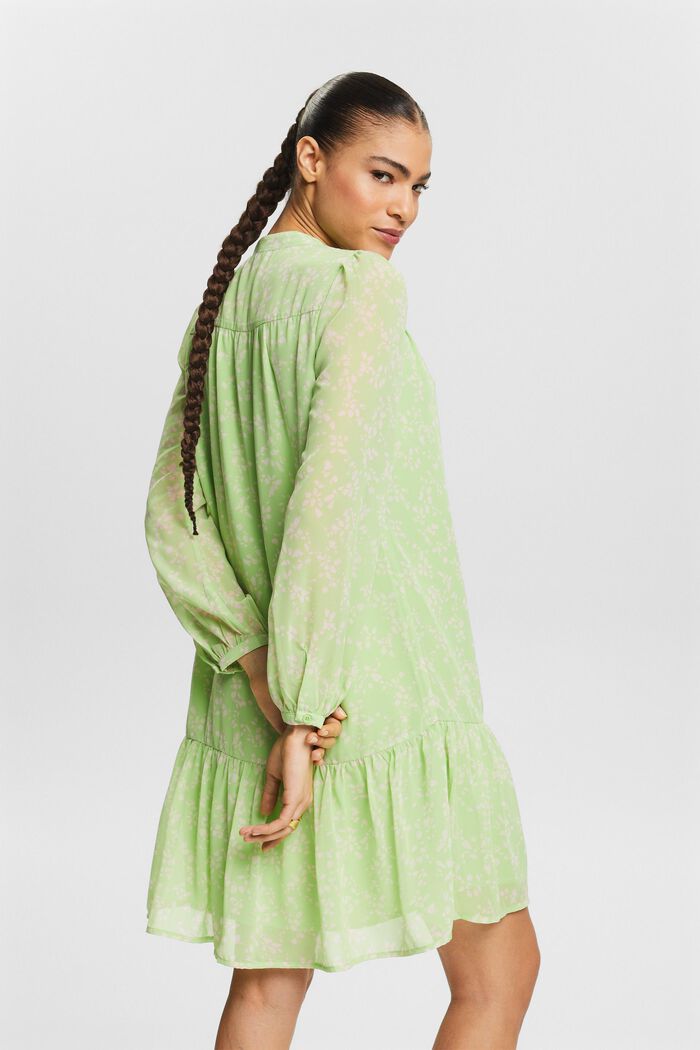 Chiffon mini-jurk met print, LIGHT GREEN, detail image number 2