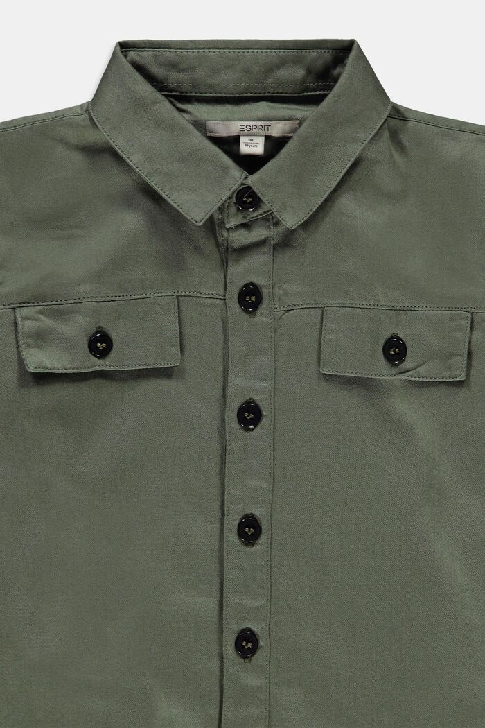 Gesatineerd overhemd met utility-look, 100% katoen, DARK KHAKI, detail image number 2