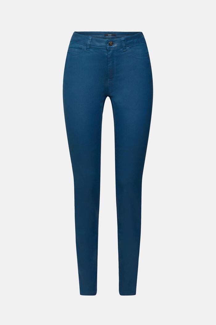 Pantalon taille haute en similicuir coupe Slim Fit, PETROL BLUE, detail image number 2