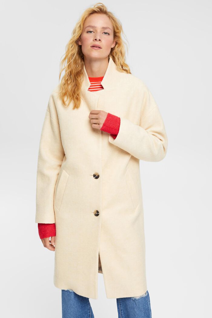 Manteau à teneur en laine, CREAM BEIGE, detail image number 0