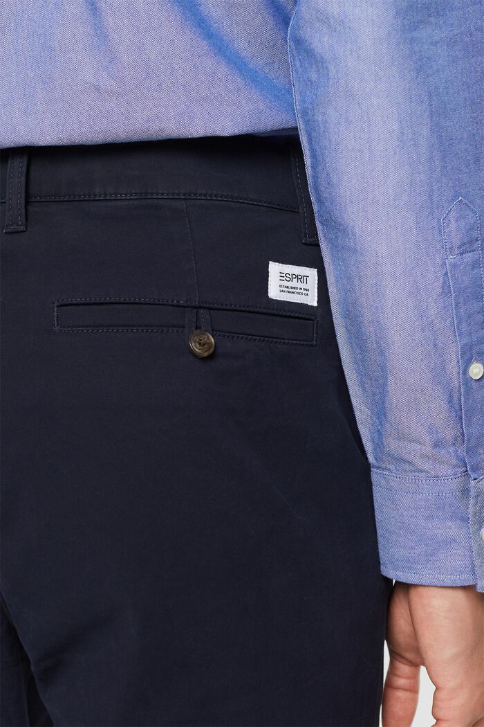 Pantalon chino slim en twill de coton, NAVY, detail image number 4
