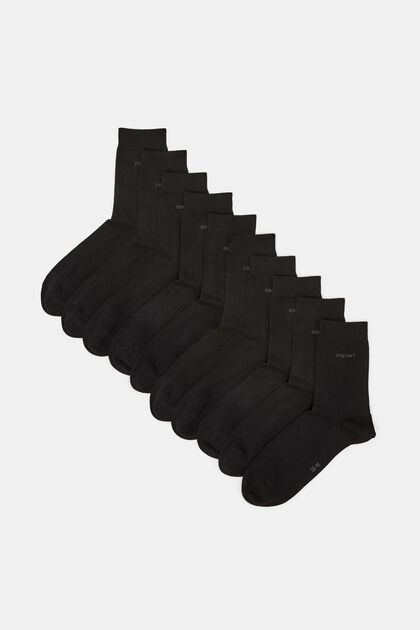 10 paires de chaussettes uni, coton bio, BLACK, overview