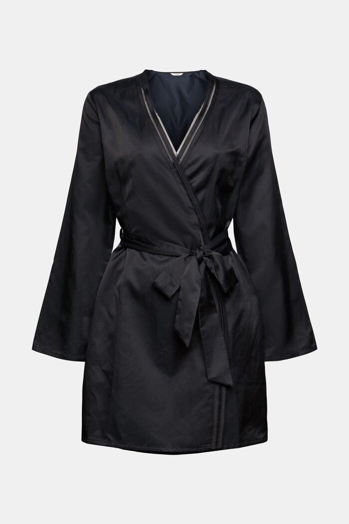 À teneur en soie : kimono à ceinture à nouer, BLACK, detail image number 6