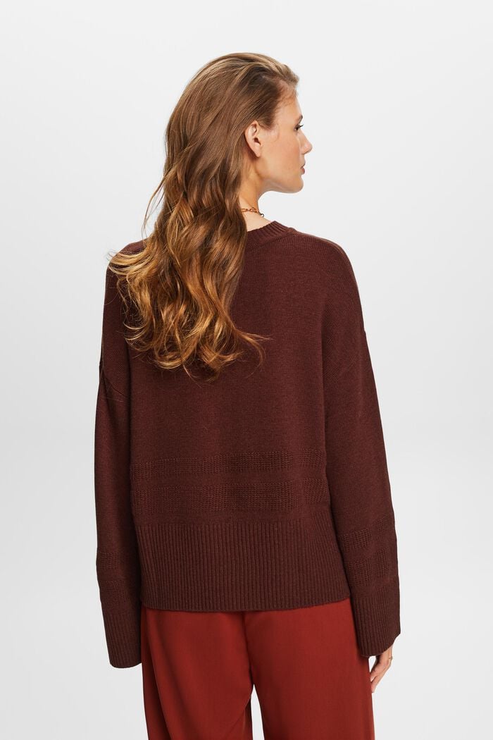 Boxy sweater met ronde hals, BROWN, detail image number 3