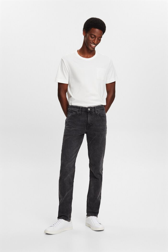 Slim fit jeans met middelhoge taille, BLACK MEDIUM WASHED, detail image number 5