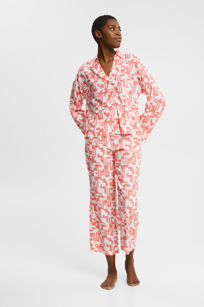 Pyjama imprimé en viscose LENZING™ ECOVERO™, CORAL, detail image number 0