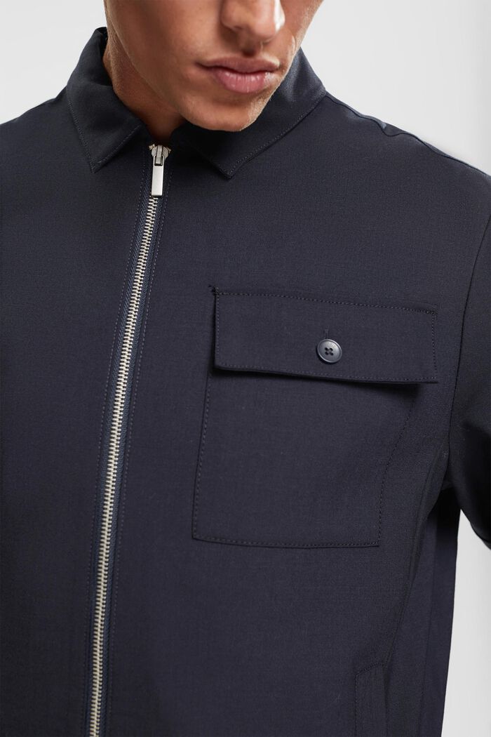 En laine : le blouson zippé, DARK BLUE, detail image number 0