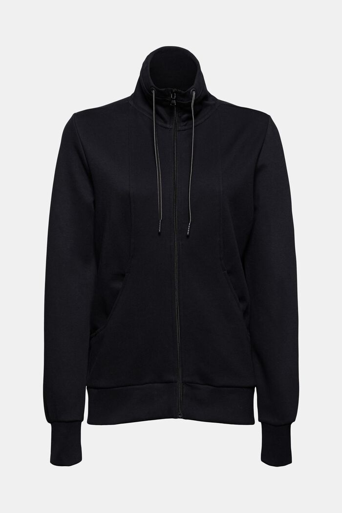 Sweat-shirt zippé, coton mélangé, BLACK, detail image number 5