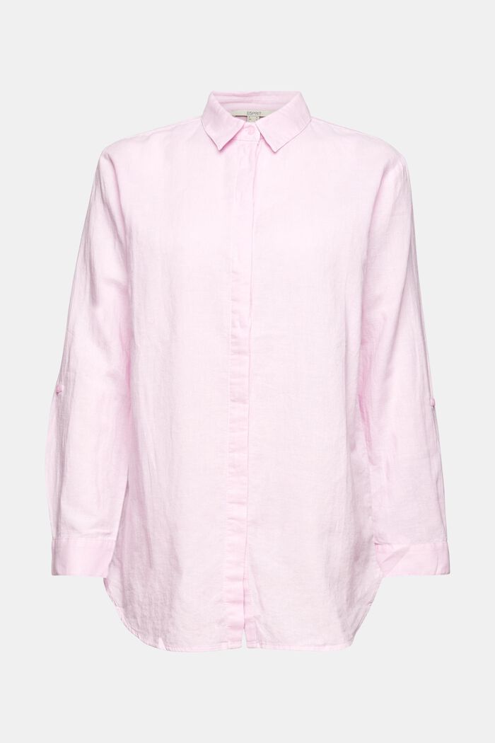 Oversized blouse van een linnenmix, PINK, detail image number 2
