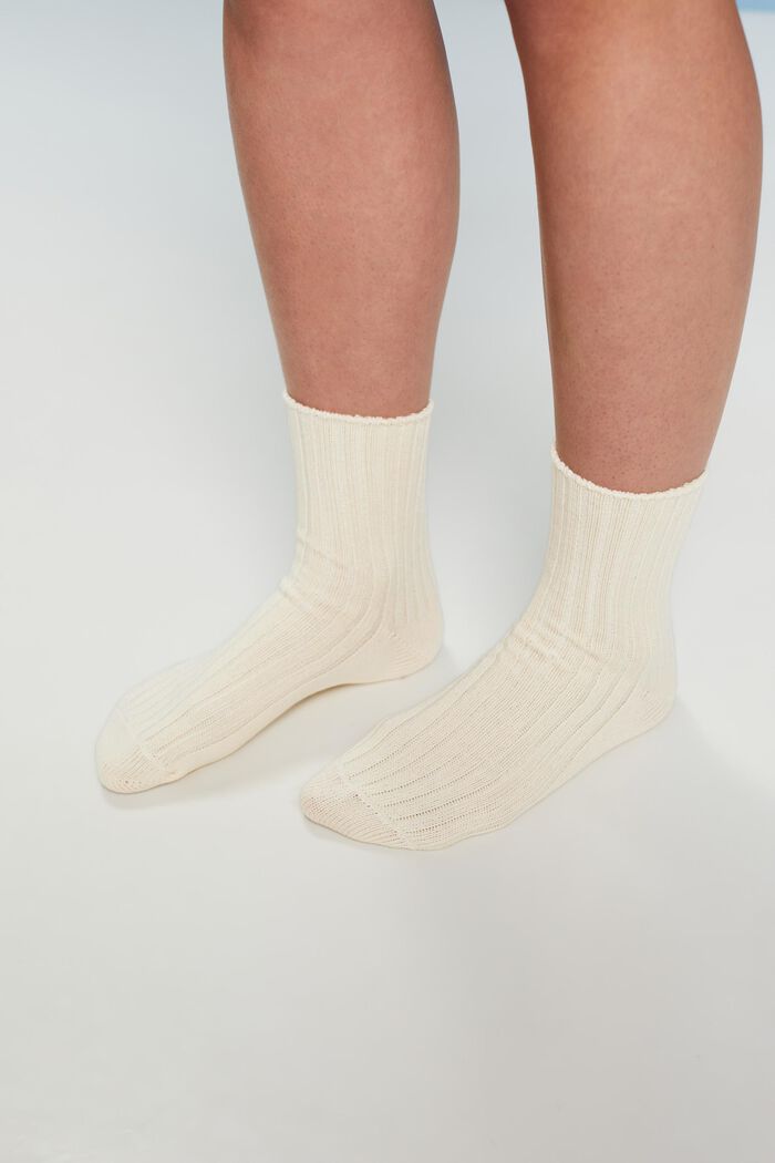 2-pak ribgebreide sokken, CREME/GREY, detail image number 1