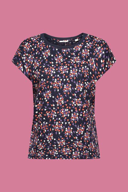 T-shirt sans manches à motif à fleurs all-over, NAVY, overview