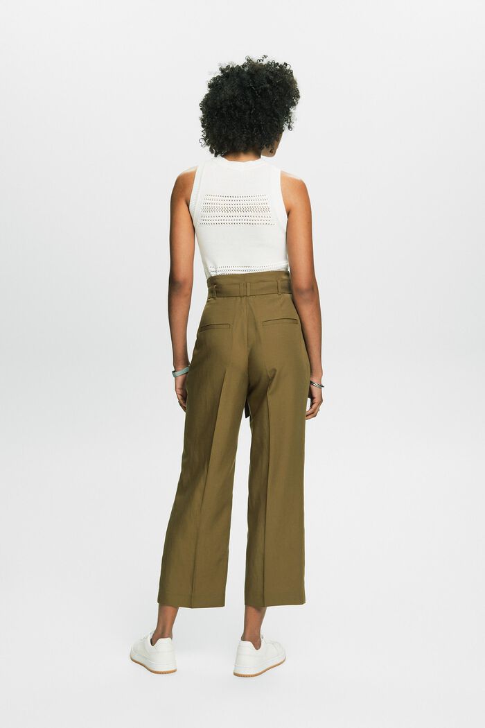 Cropped culotte met hoge taille voor mix & match, KHAKI GREEN, detail image number 2