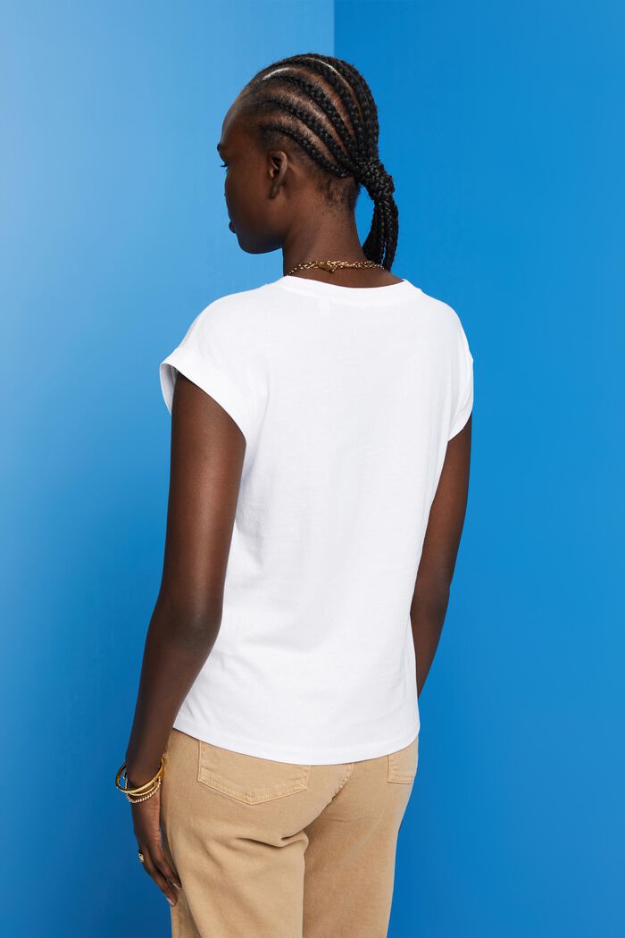 Katoenen T-shirt, WHITE, detail image number 3