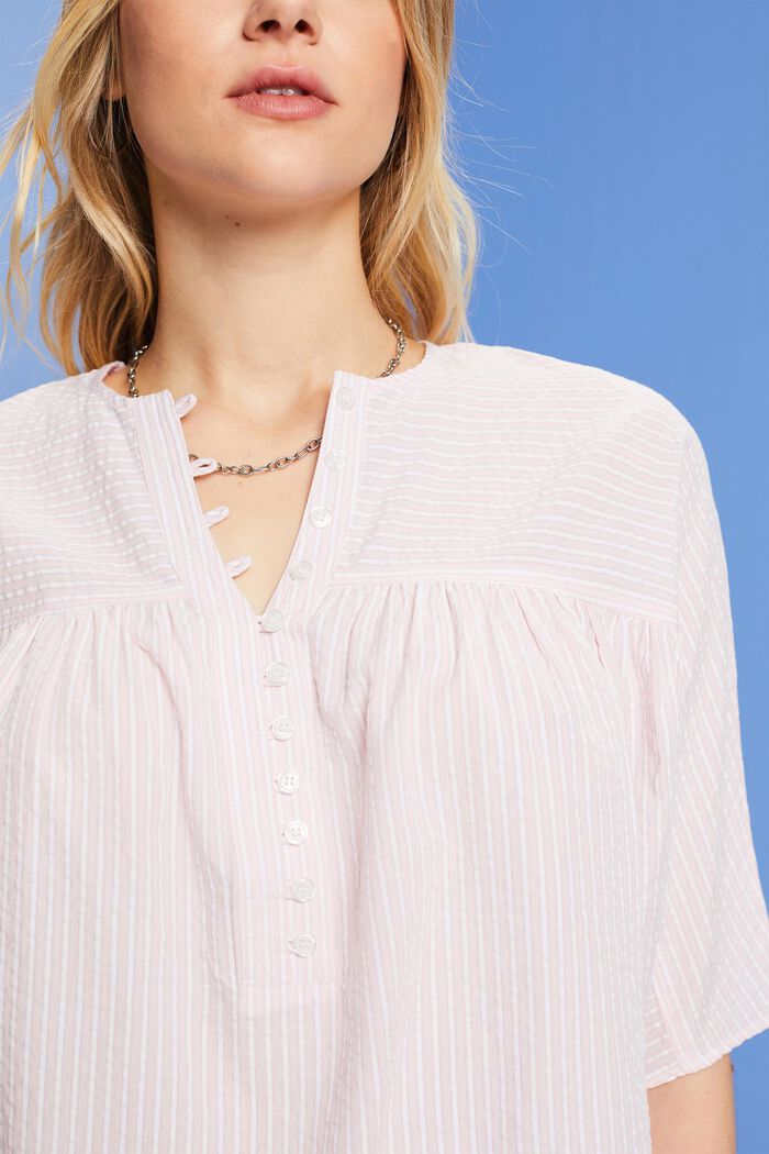 Gestructureerde blouse met korte mouwen, LIGHT PINK, detail image number 2
