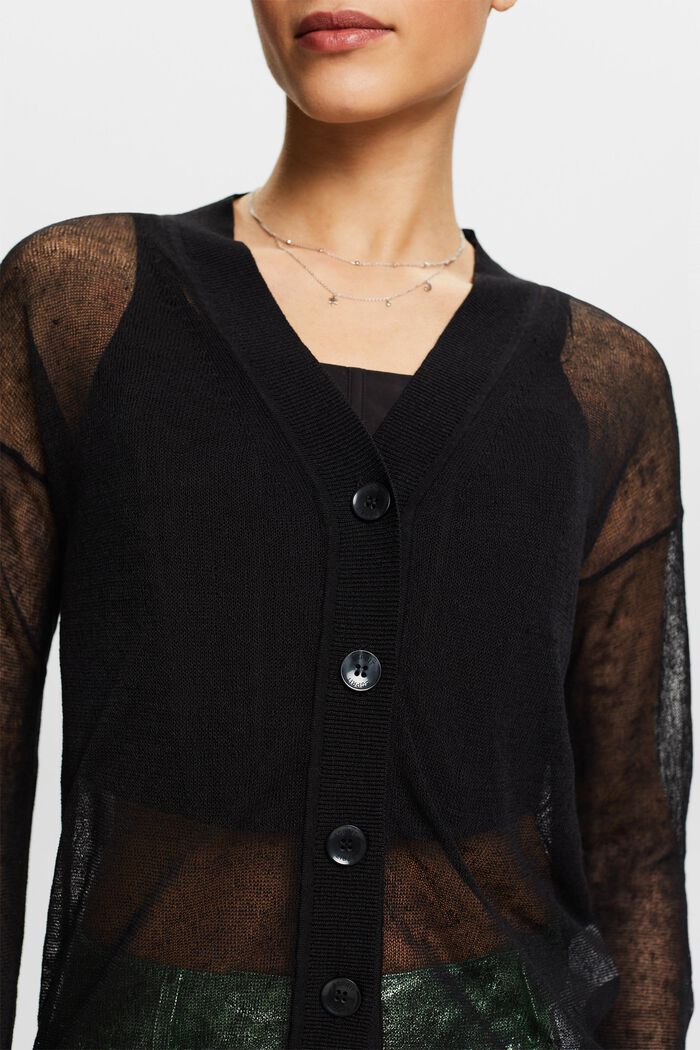 Transparant, gebreid vest, BLACK, detail image number 3