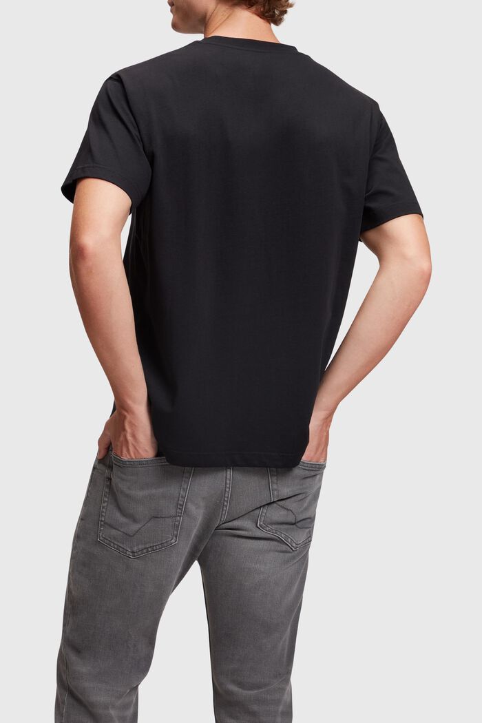 T-shirt à logo brodé sur la poitrine AMBIGRAM, BLACK, detail image number 1