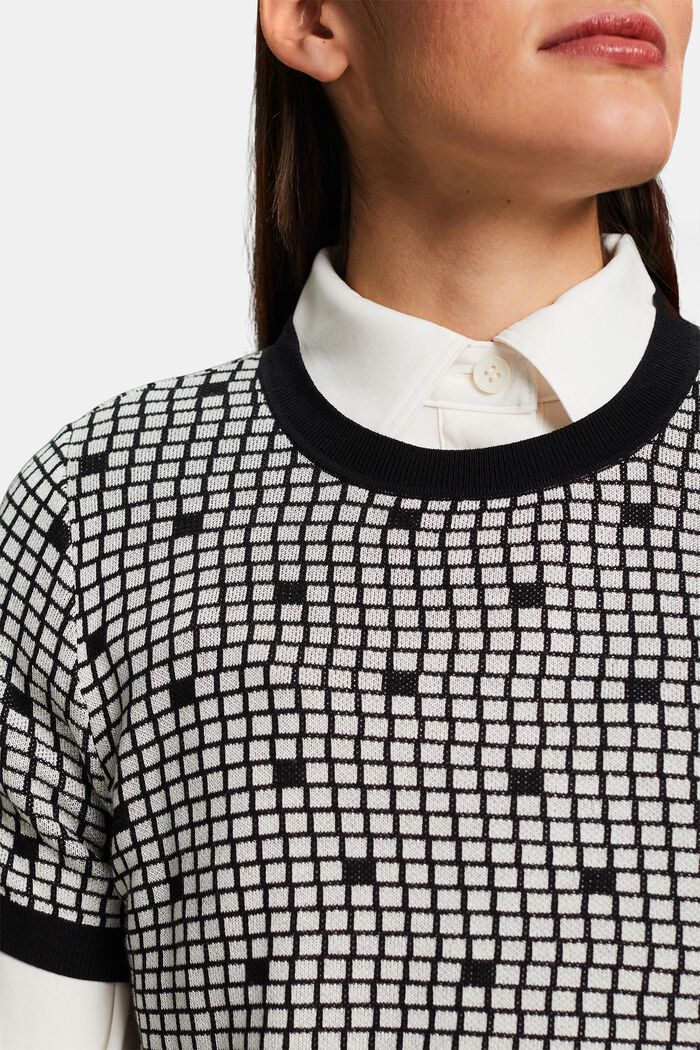 Jacquard sweatshirt met ronde hals, BLACK, detail image number 3