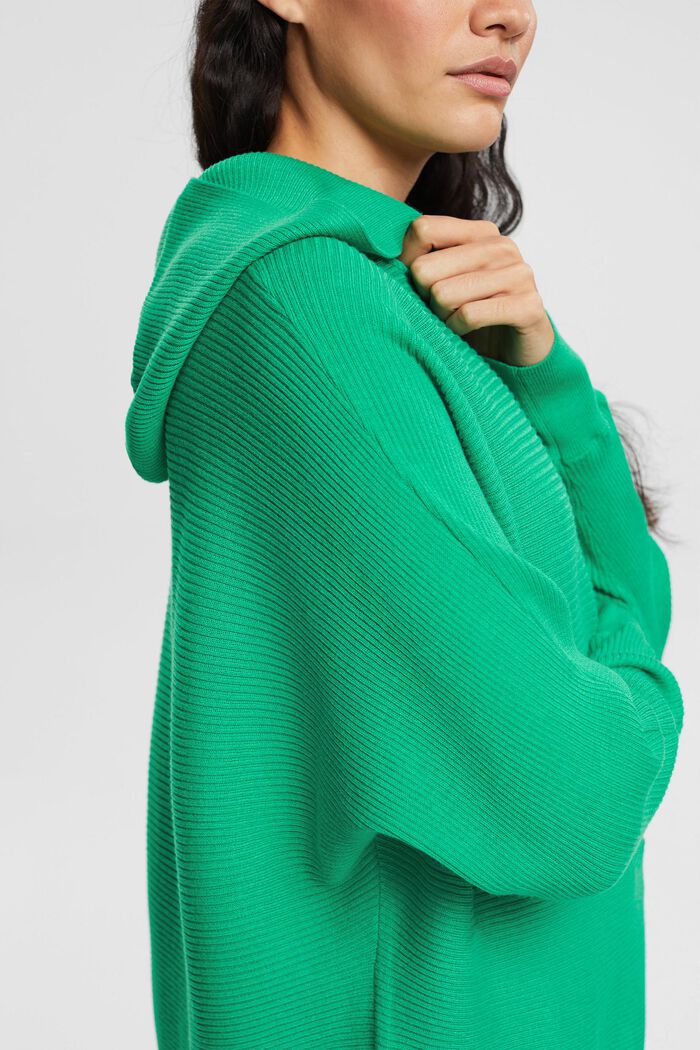 Geribde hoodie van gerecycled materiaal, LIGHT GREEN, detail image number 2