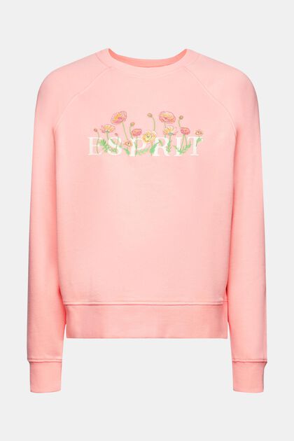 Sweatshirt met logoprint en geborduurde bloemen