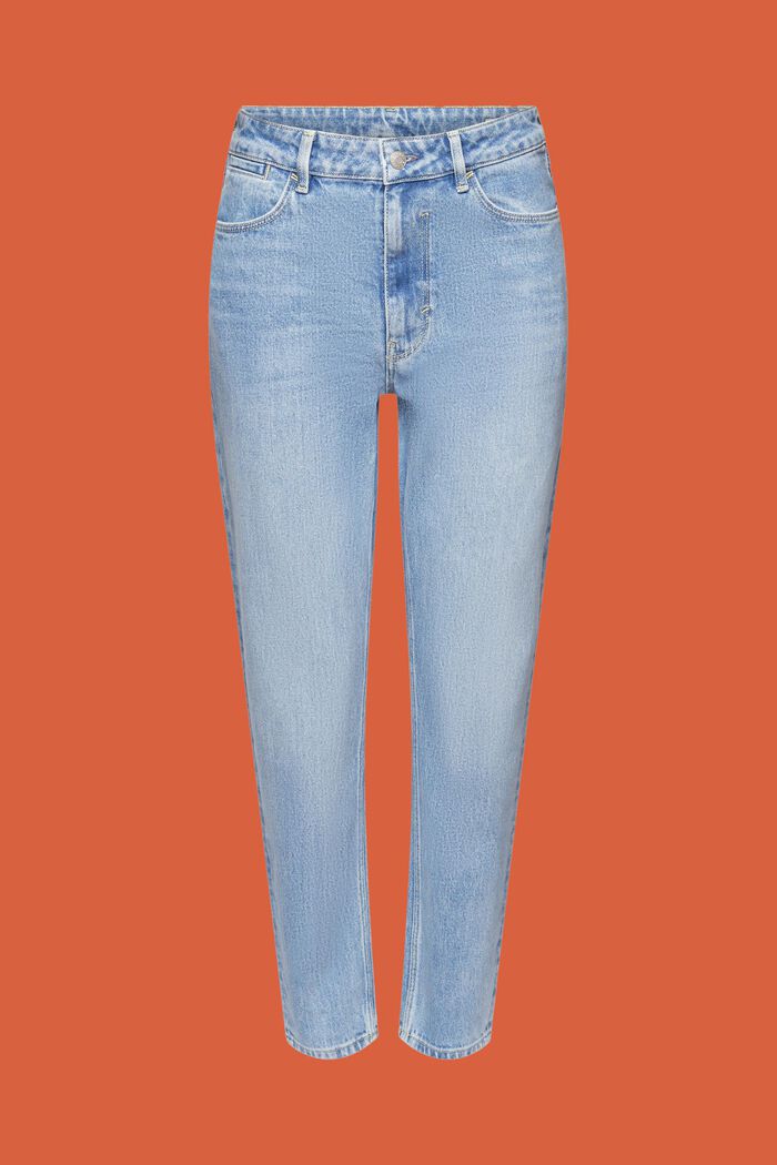 Straight jeans met hoge taille, BLUE LIGHT WASHED, detail image number 6