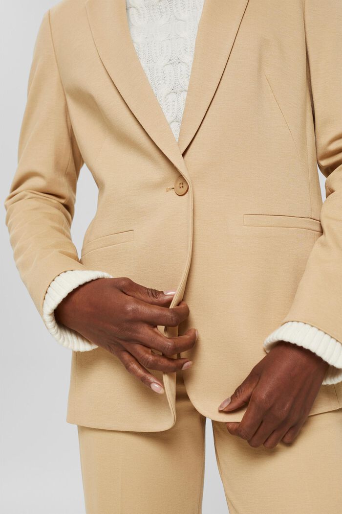 SOFT PUNTO mix + match jersey blazer, CAMEL, detail image number 0