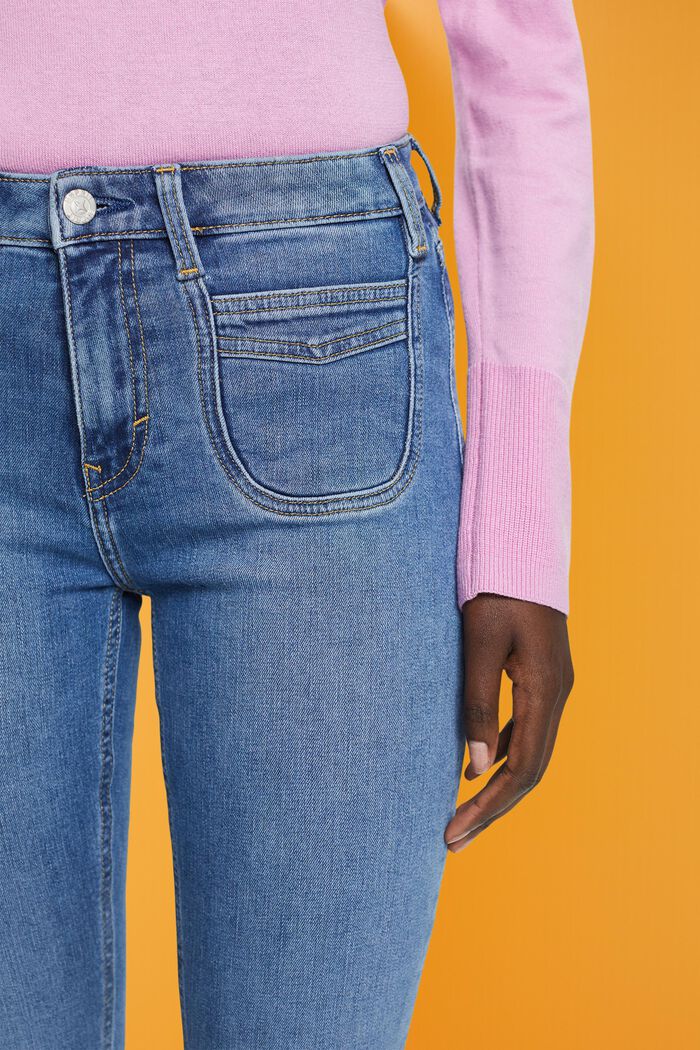 Slim-fit jeans met hoge taille, BLUE LIGHT WASHED, detail image number 2