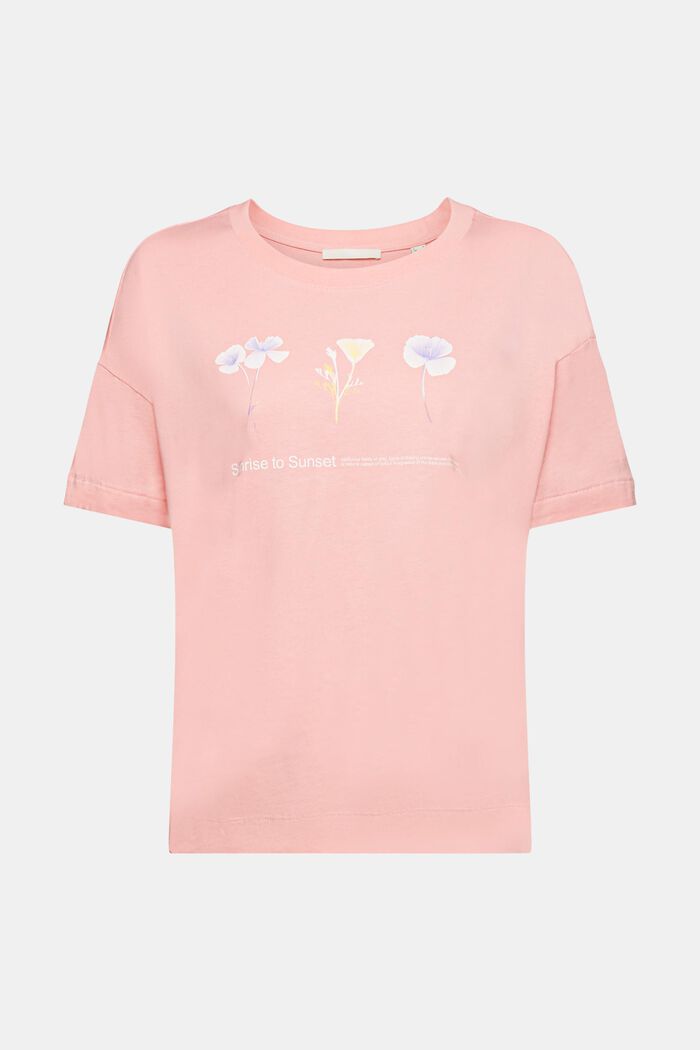 T-shirt à imprimé à fleurs sur la poitrine, PINK, detail image number 6