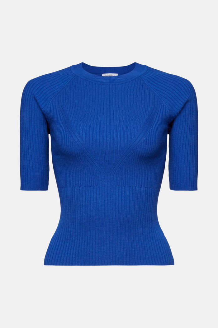Geribde trui met korte mouwen, BRIGHT BLUE, detail image number 6