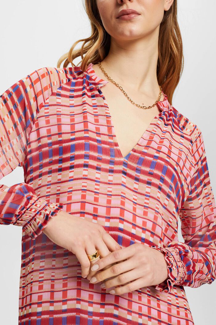 Chiffon midi-jurk met patroon, PINK FUCHSIA, detail image number 2