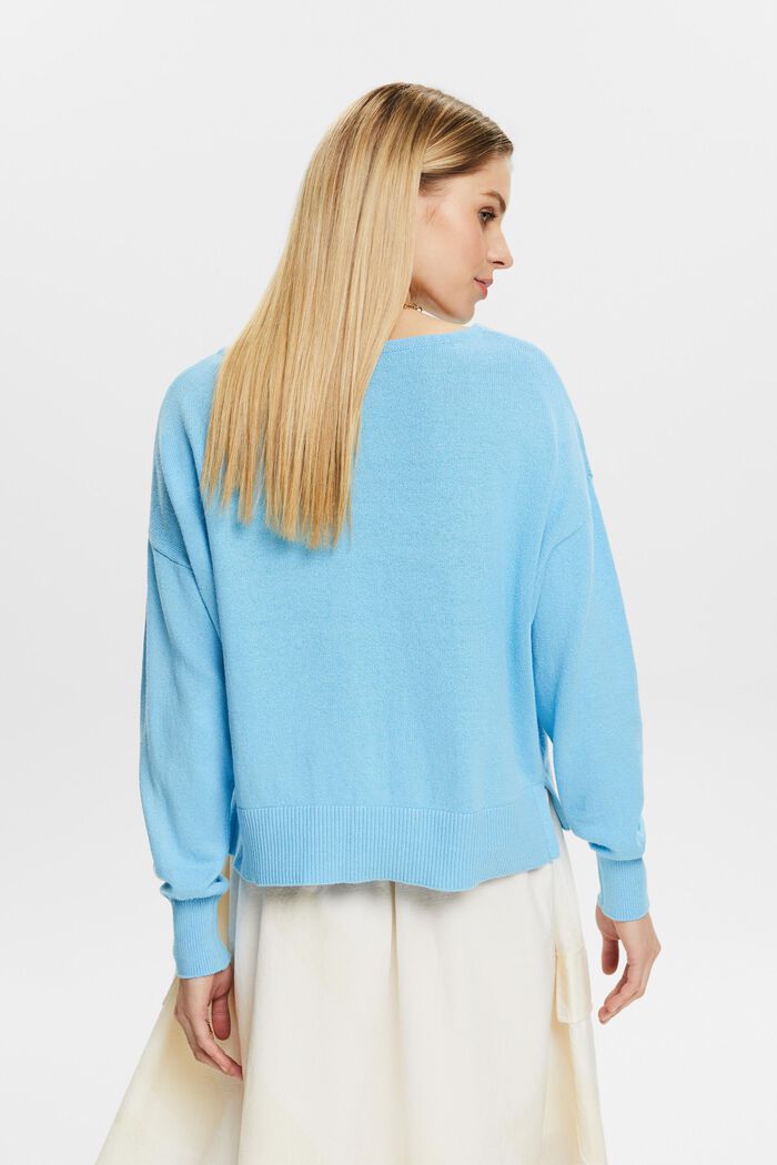 Sweater van katoen en linnen, LIGHT TURQUOISE, detail image number 2
