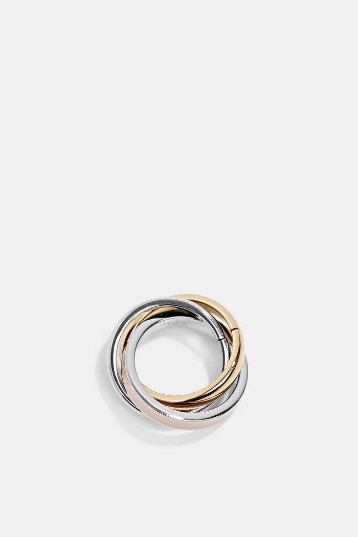 Driedelige ring van edelstaal, ROSEGOLD BICOLOUR, detail image number 0