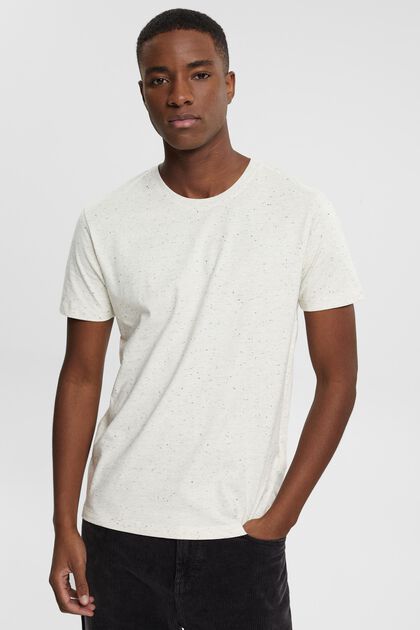 T-shirt en jersey moucheté, WHITE, overview