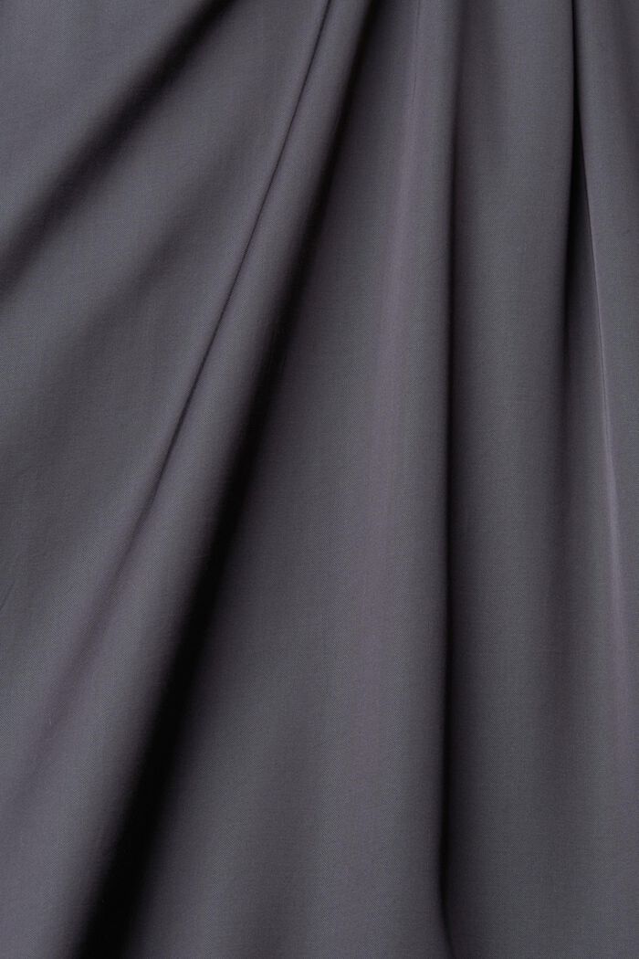 Satijnen jurk met gerimpelde kraag, LENZING™ ECOVERO™, ANTHRACITE, detail image number 1
