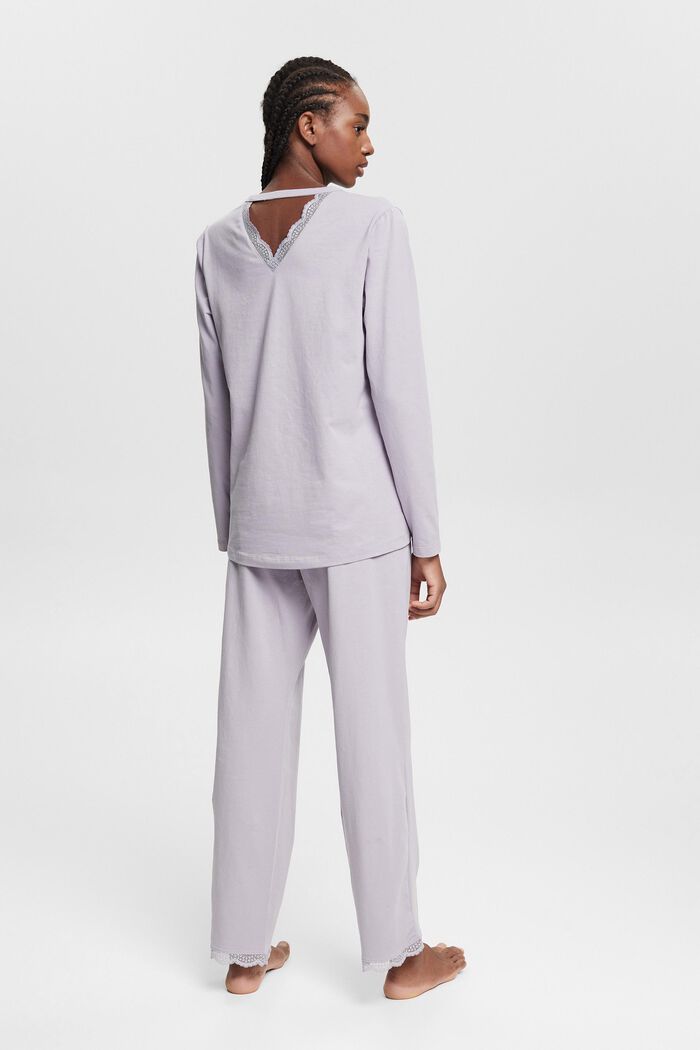 Pyjamatop met kanten randje, organic cotton, LIGHT BLUE LAVENDER, detail image number 3