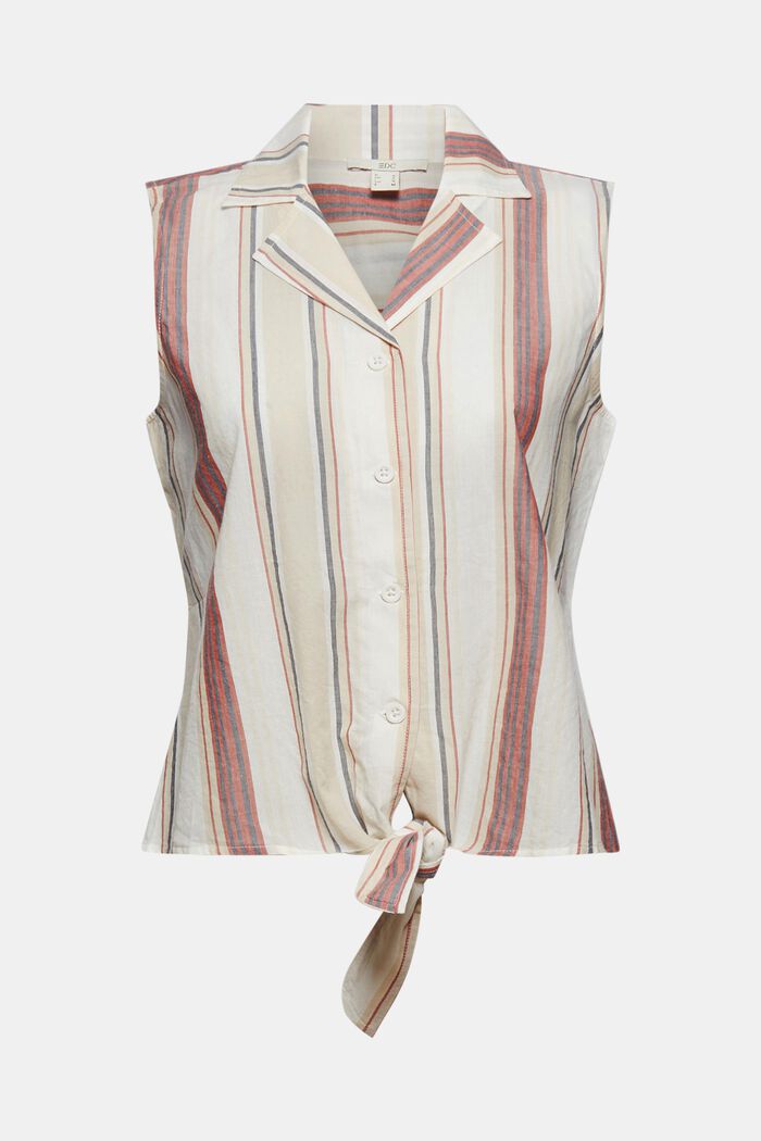 Top façon blouse orné d’un nœud, 100 % coton bio, OFF WHITE, overview