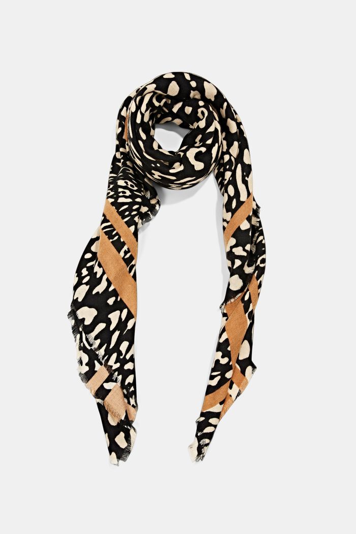 Gerecycled: sjaal met luipaardlook, BLACK, detail image number 0