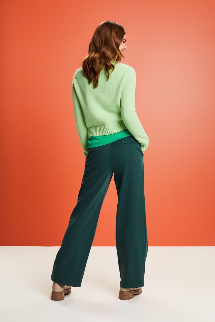 Wide fit chino met hoge taille, EMERALD GREEN, detail image number 3