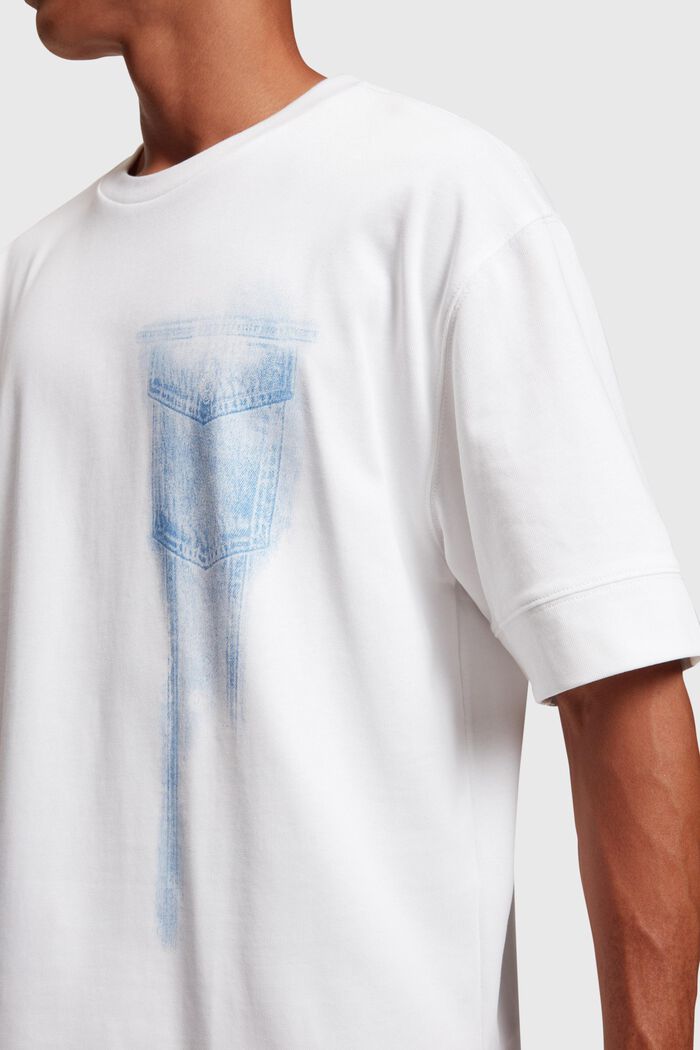 T-shirt à imprimé indigo placé, WHITE, detail image number 1